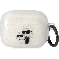 Karl Lagerfeld 3D Logo NFT Karl and Choupette TPU Glitter pouzdro Airpods Pro bílé Karl Lagerfeld 3D Logo NFT Karl and Choupette TPU Glitter pouzdro Airpods Pro bílé