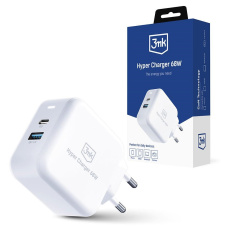 3mk síťová nabíječka - Hyper Charger 68W, GaN, 1x USB-C (PD), 1x USB, bílá 3mk síťová nabíječka - Hyper Charger 68W, GaN, 1x USB-C (PD), 1x USB, bílá
