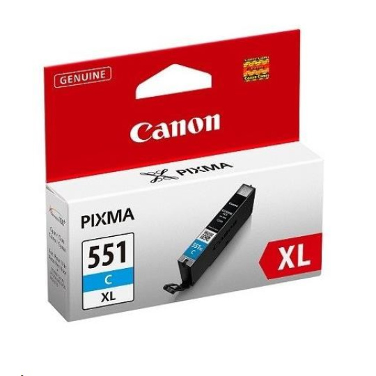 Canon CARTRIDGE PGI-551C XL azurová pro Pixma iP, Pixma iX, Pixma MG a Pixma MX 6850, 725x, 925, 8750 (695 str.)