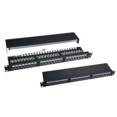 19" Patch panel XtendLan 24port, STP, Cat5E, duální svorkovnice, černý 19" Patch panel XtendLan 24port, STP, Cat5E, duální svorkovnice, černý
