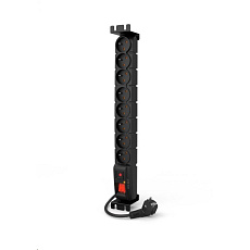 19" rozvodný panel ACAR 8x230V, vypínač, indikátor napětí, přepěťová ochrana, kabel 1,5m