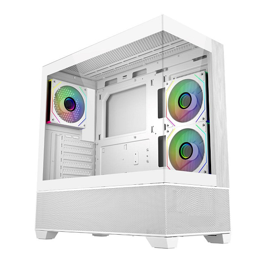 Cooler Master case Elite 690 Wood, ATX, Průhledná bočnice, 3x 120mm ARGB Fan, Bílá