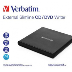 VERBATIM externí mechanika Slimline CD/DVD Writer USB - without NERO