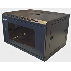 LEXI-Net 19" nástěnný rozvaděč 6U, šířka 600mm, hloubka 450mm, nosnost 60 kg, skleněné dveře, rozložený, černý LEXI-Net 19" nástěnný rozvaděč 6U, šířka 600mm, hloubka 450mm, nosnost 60 kg, skleněné dveře, rozložený, černý