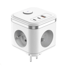Viking síťový adaptér Y33, 3x 230 V, 1x USB-A, 2x USB-C, tlačítko ON/OFF, bílá Viking síťový adaptér Y33, 3x 230 V, 1x USB-A, 2x USB-C, tlačítko ON/OFF, bílá