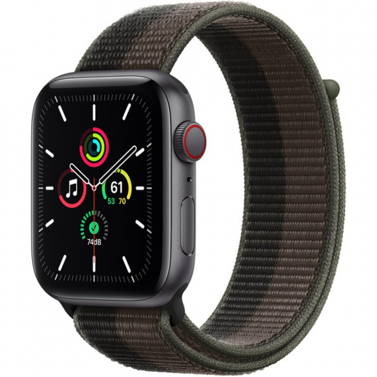 Apple Watch SE Cellular 40mm vesmírně šedé s tornádově šedým provlékacím řemínkem
