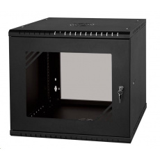 LEXI-Net 19" nástěnný rozvaděč Basic 9U, šířka 525mm, hloubka 450mm, skleněné dveře, bez zad, rozložený, černý LEXI-Net 19" nástěnný rozvaděč Basic 9U, šířka 525mm, hloubka 450mm, skleněné dveře, bez zad, rozložený, černý