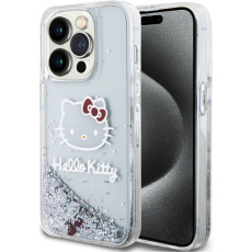 Hello Kitty Liquid Glitter Electroplating Head Logo Kryt iPhone 15 Pro čirý